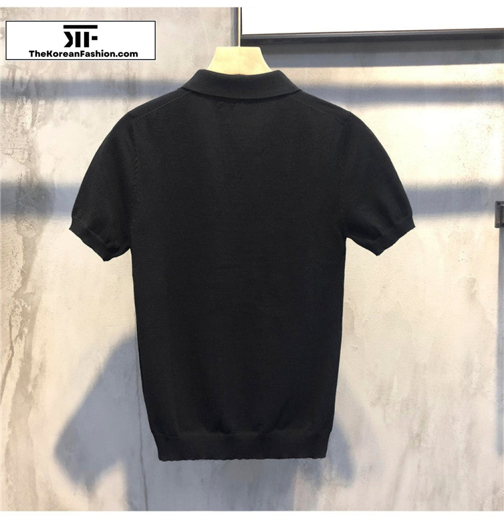 V-Neck Knitted Polo