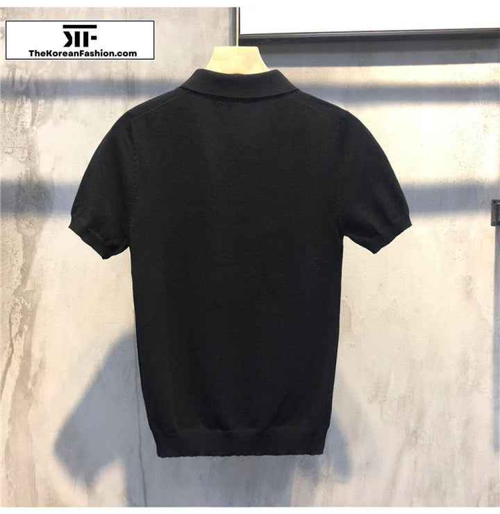V-Neck Knitted Polo