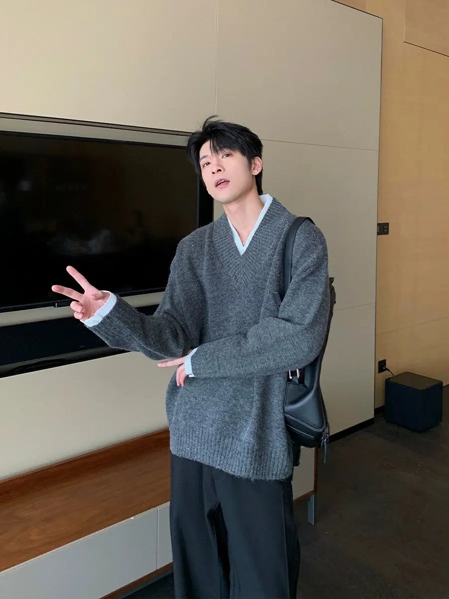 V-Neck Two-piece Knit Sweater