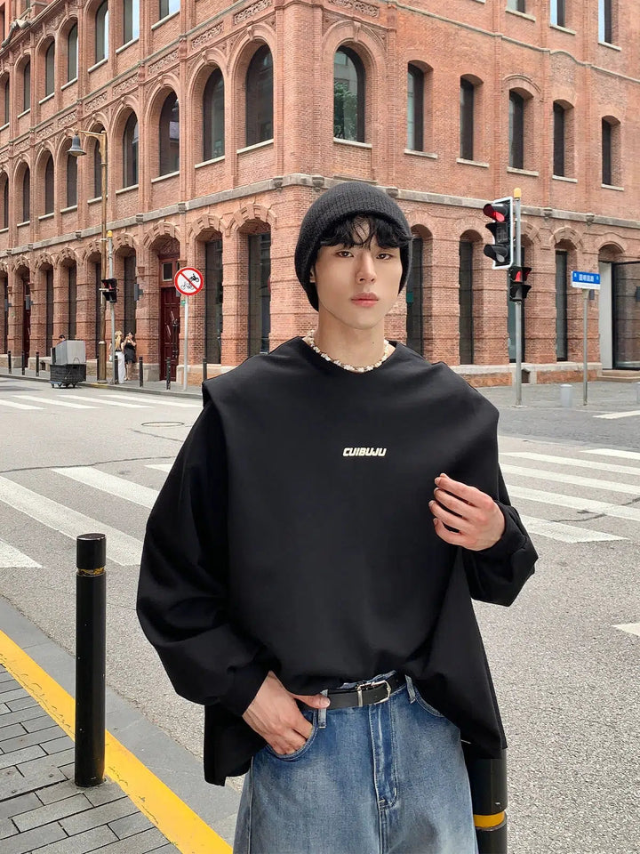 V-neck Letter Print Long Sleeve Pullover