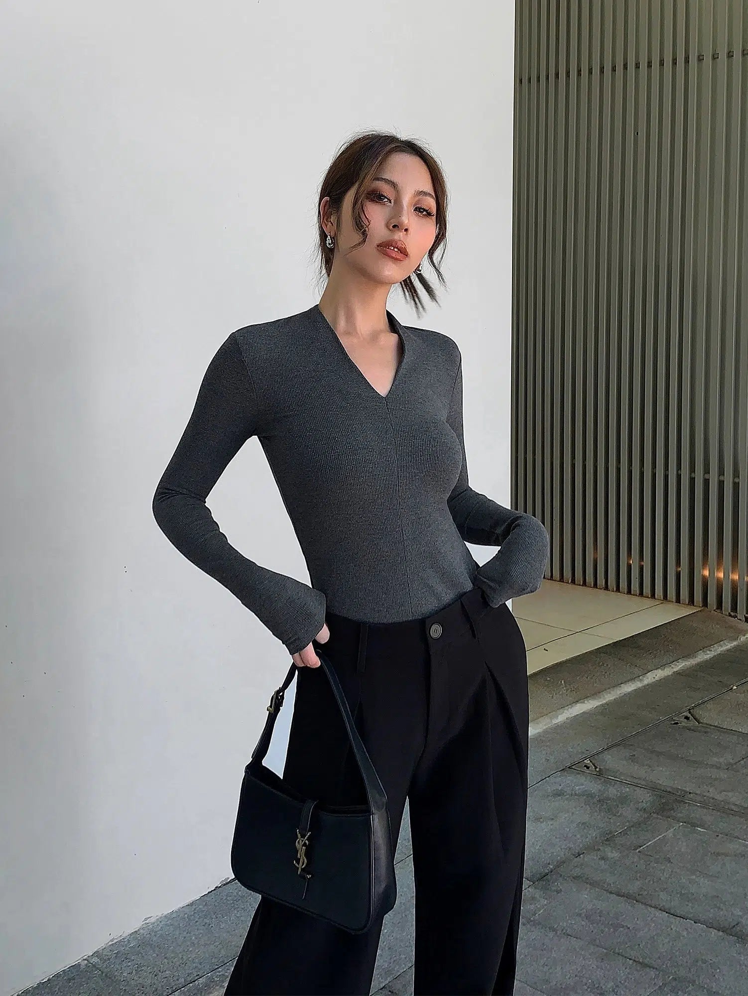 V-neck Long Sleeve Shirt