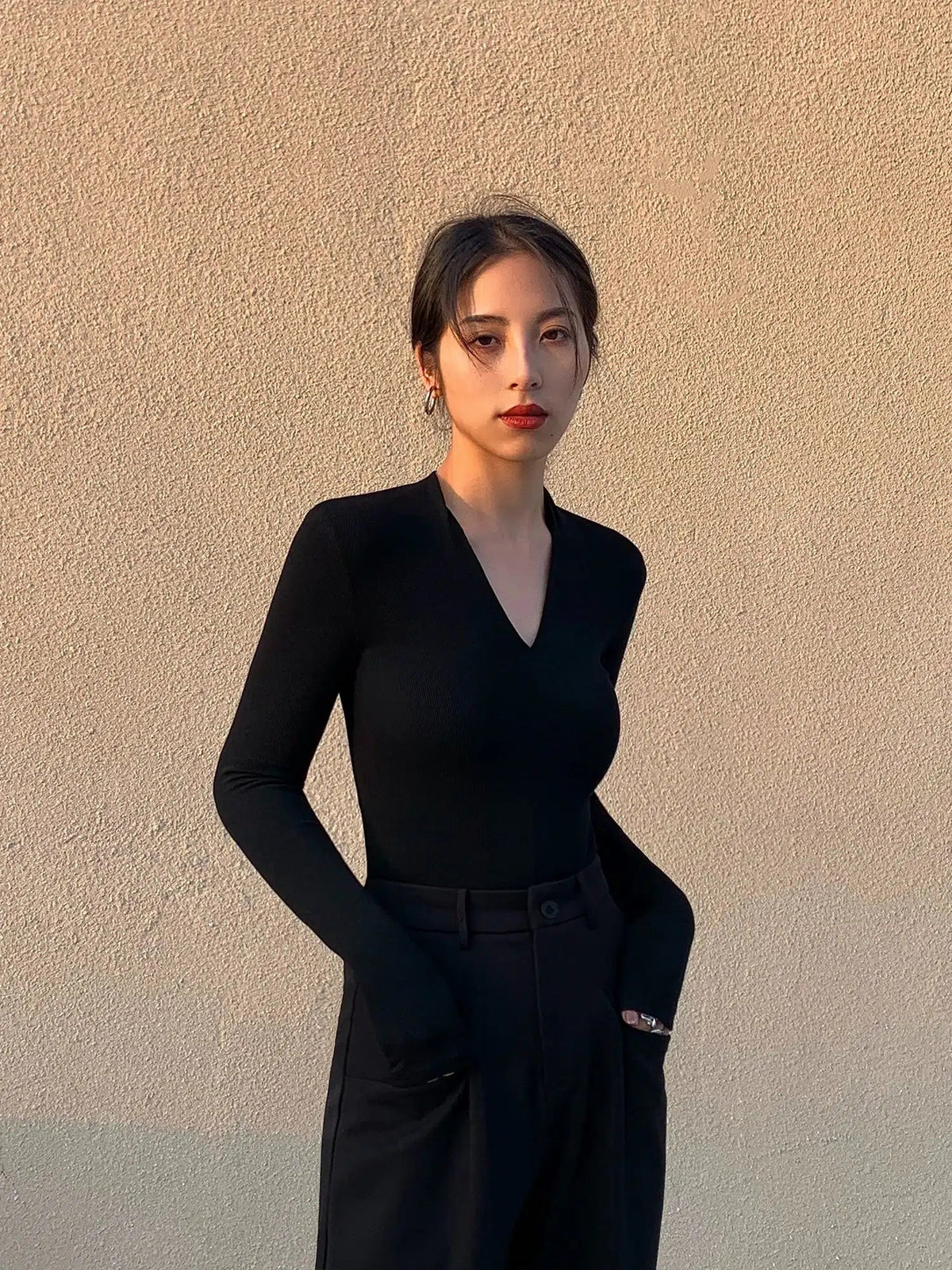 V-neck Long Sleeve Shirt