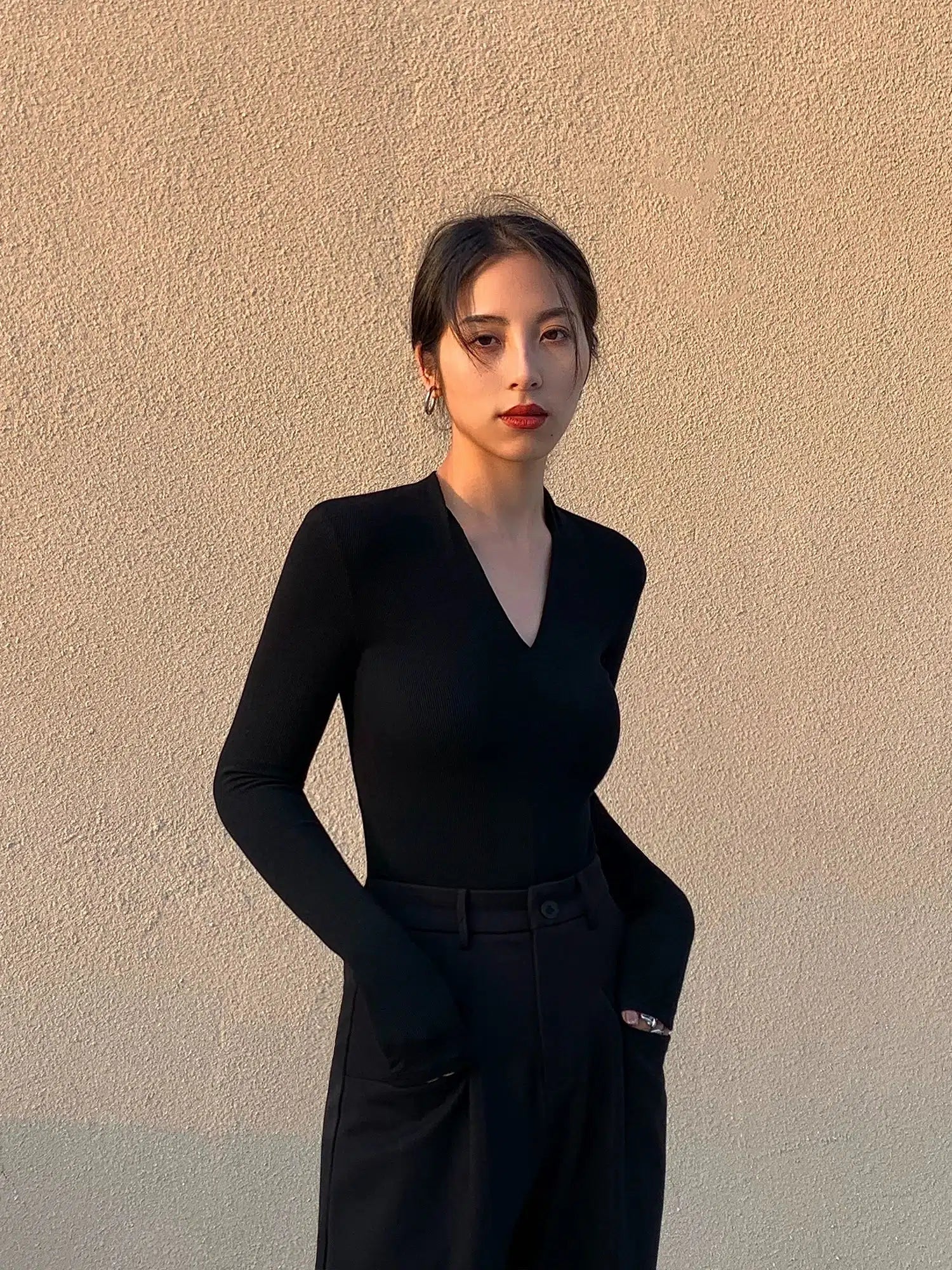 V-neck Long Sleeve Shirt