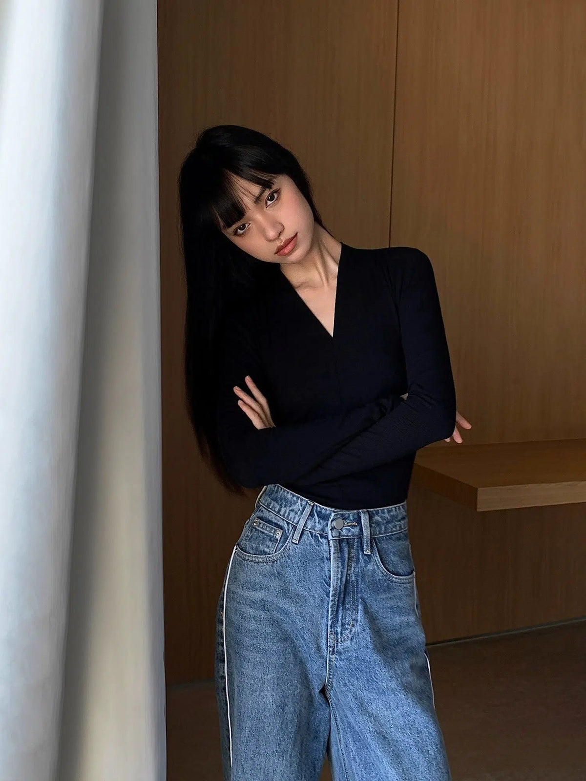 V-neck Long Sleeve Shirt