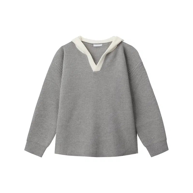 V-neck Ribbed Knit Sweater