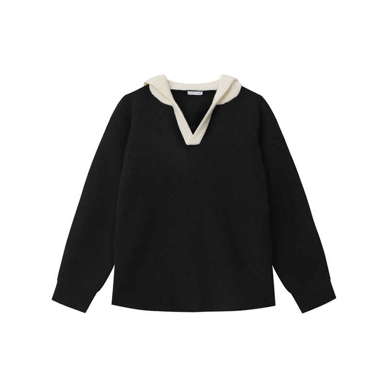 V-neck Ribbed Knit Sweater