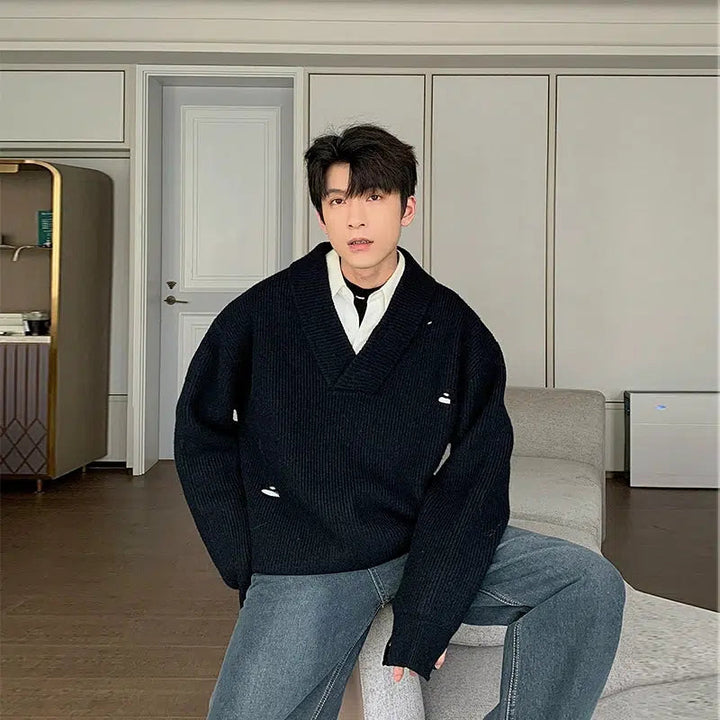 V-neck Ripped Sweater