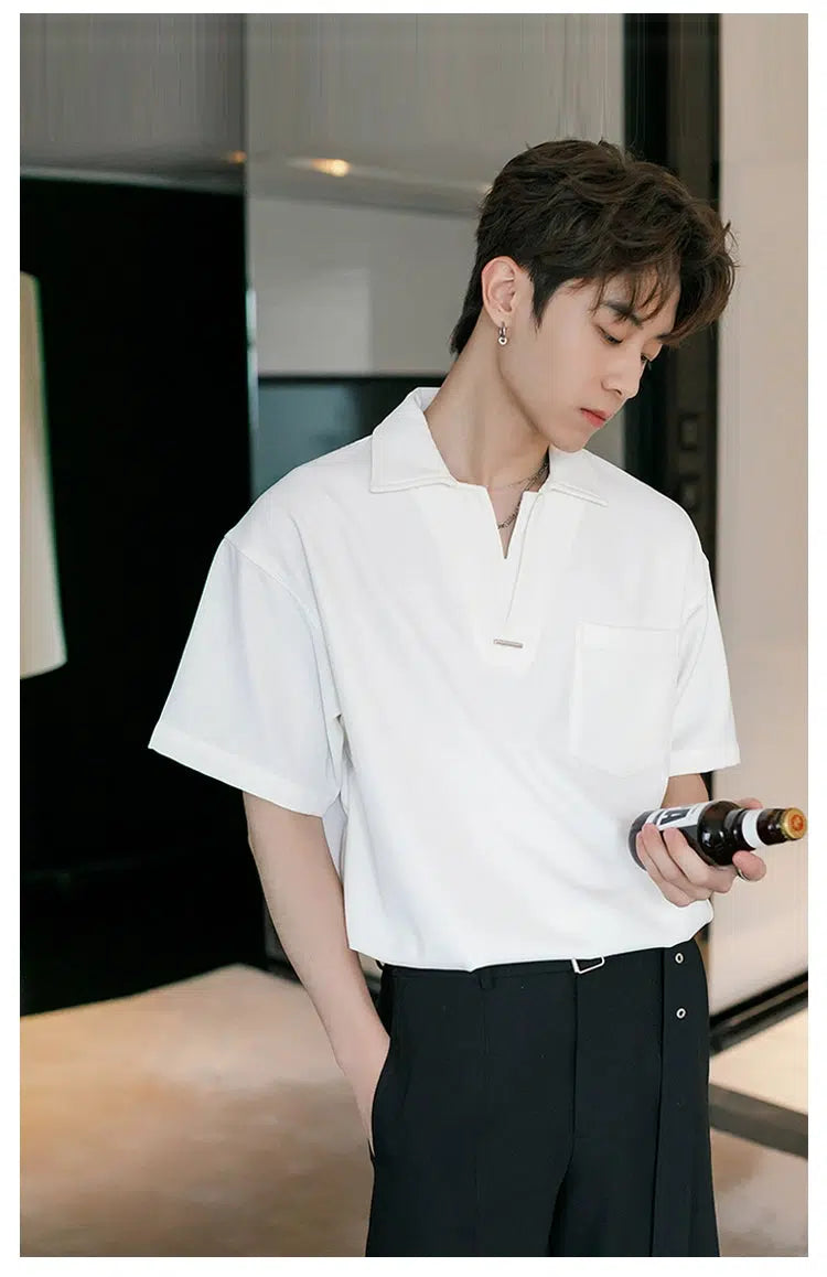 V-neck Short-sleeved Polo Collar T-shirt