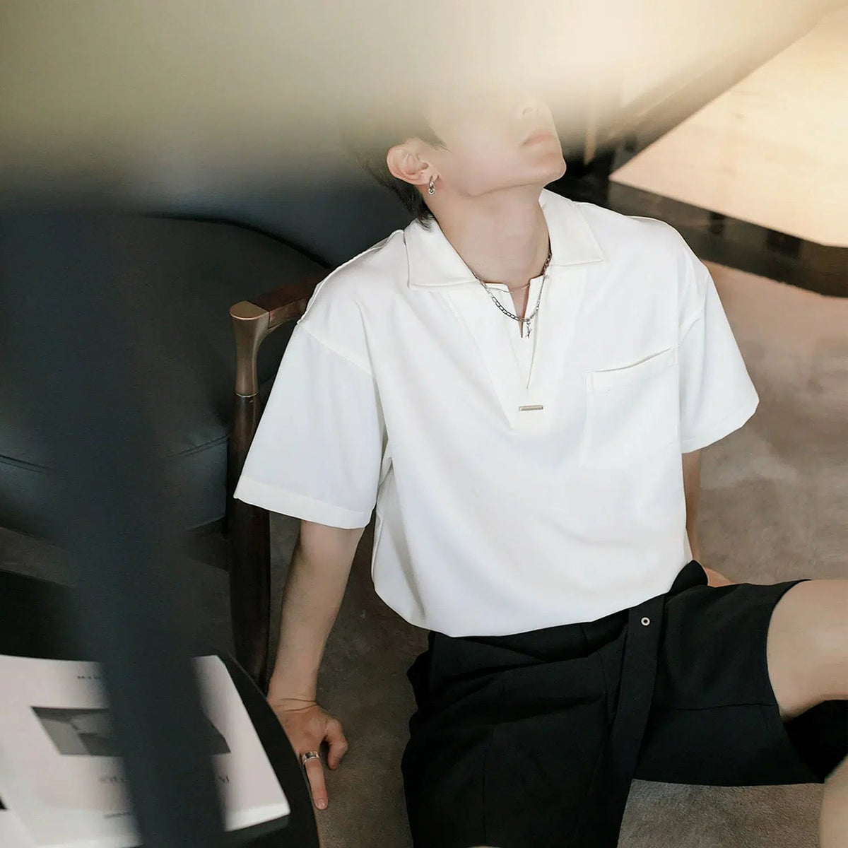 V-neck Short-sleeved Polo Collar T-shirt