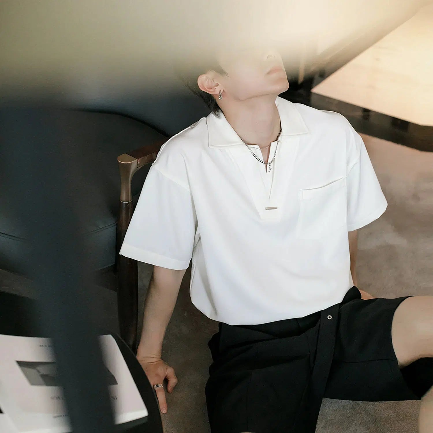 V-neck Short-sleeved Polo Collar T-shirt