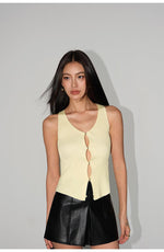 V-neck Sleeveless Knitted Cardigan