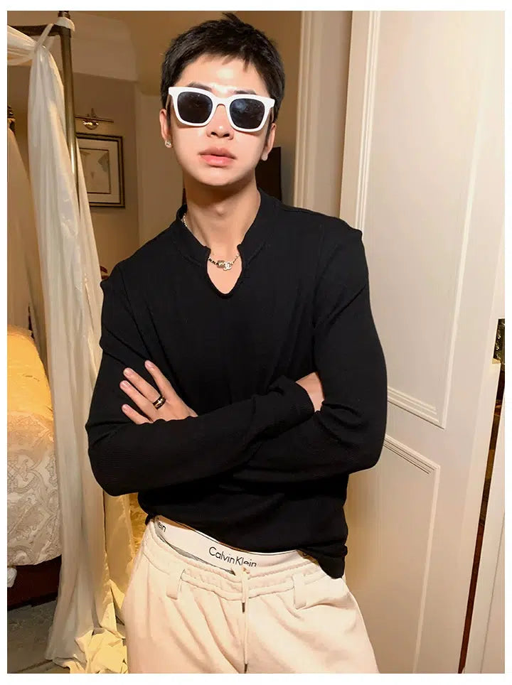 V-neck Waffle Shirt