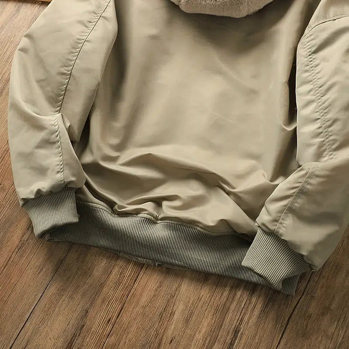 Velvet Fleece Hooded Bomber Jacket