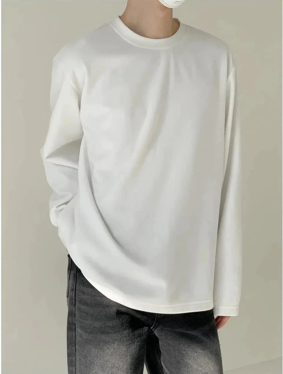 Velvet Round Neck Long Sleeve T-shirt