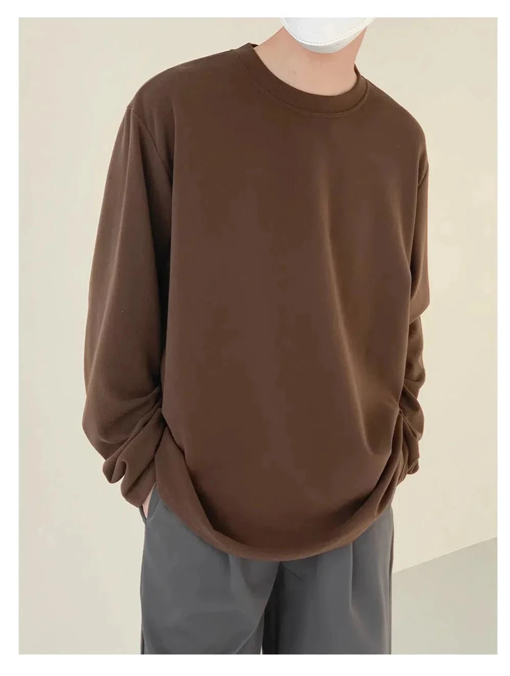 Velvet Round Neck Long Sleeve T-shirt
