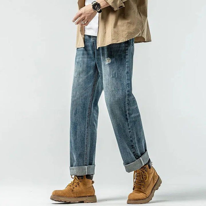 Versatile Blue Straight Leg Jeans