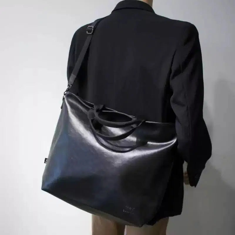 Versatile Leather Shoulder Bag with Handles