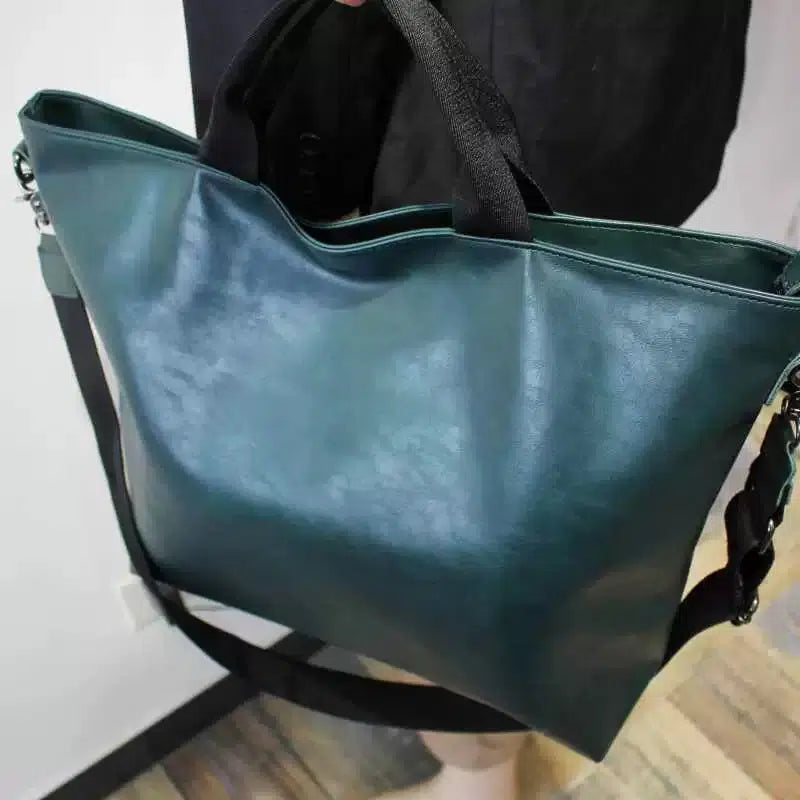 Versatile Leather Shoulder Bag with Handles