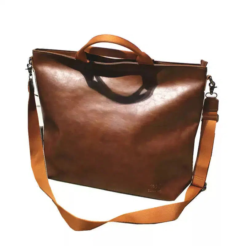 Versatile Leather Shoulder Bag with Handles