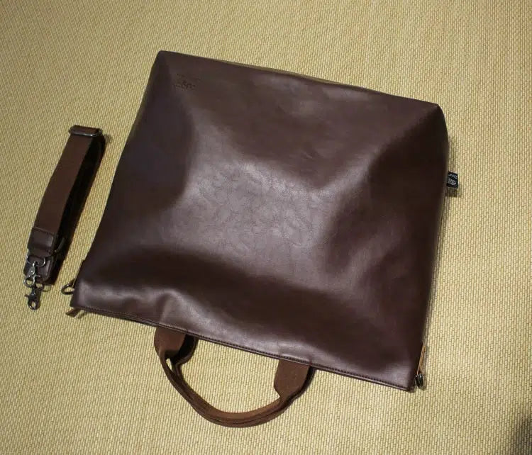Versatile Leather Shoulder Bag with Handles
