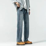 Versatile Washed Blue Straight Leg Jeans