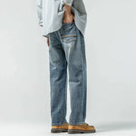 Versatile Washed Blue Straight Leg Jeans