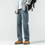 Versatile Washed Blue Straight Leg Jeans