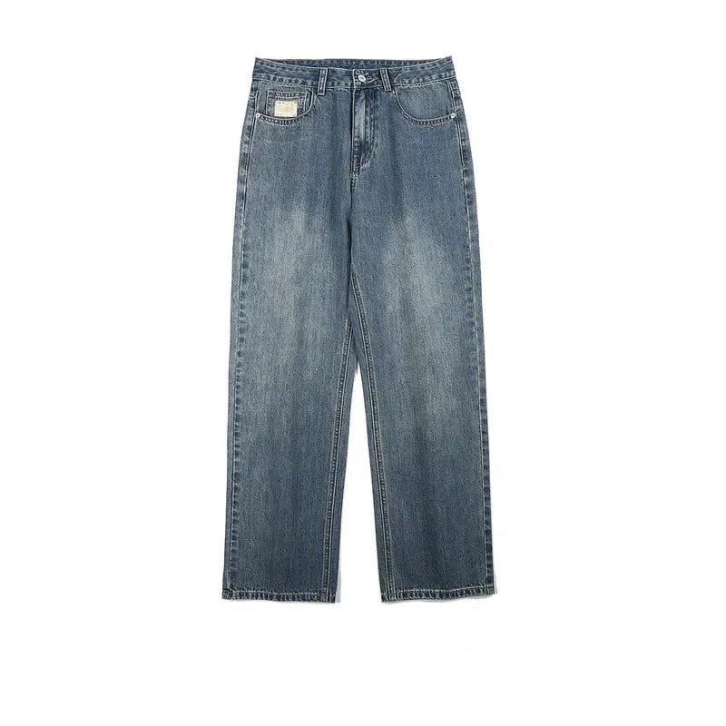 Versatile Wide-leg Washed Jeans