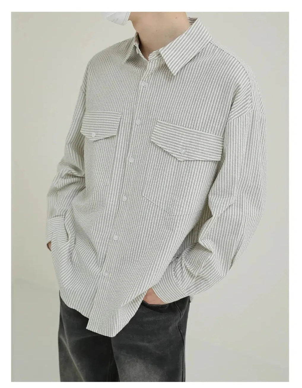 Vertical Stripe Button-down Shirt