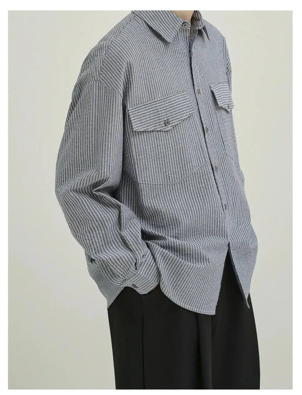 Vertical Stripe Button-down Shirt