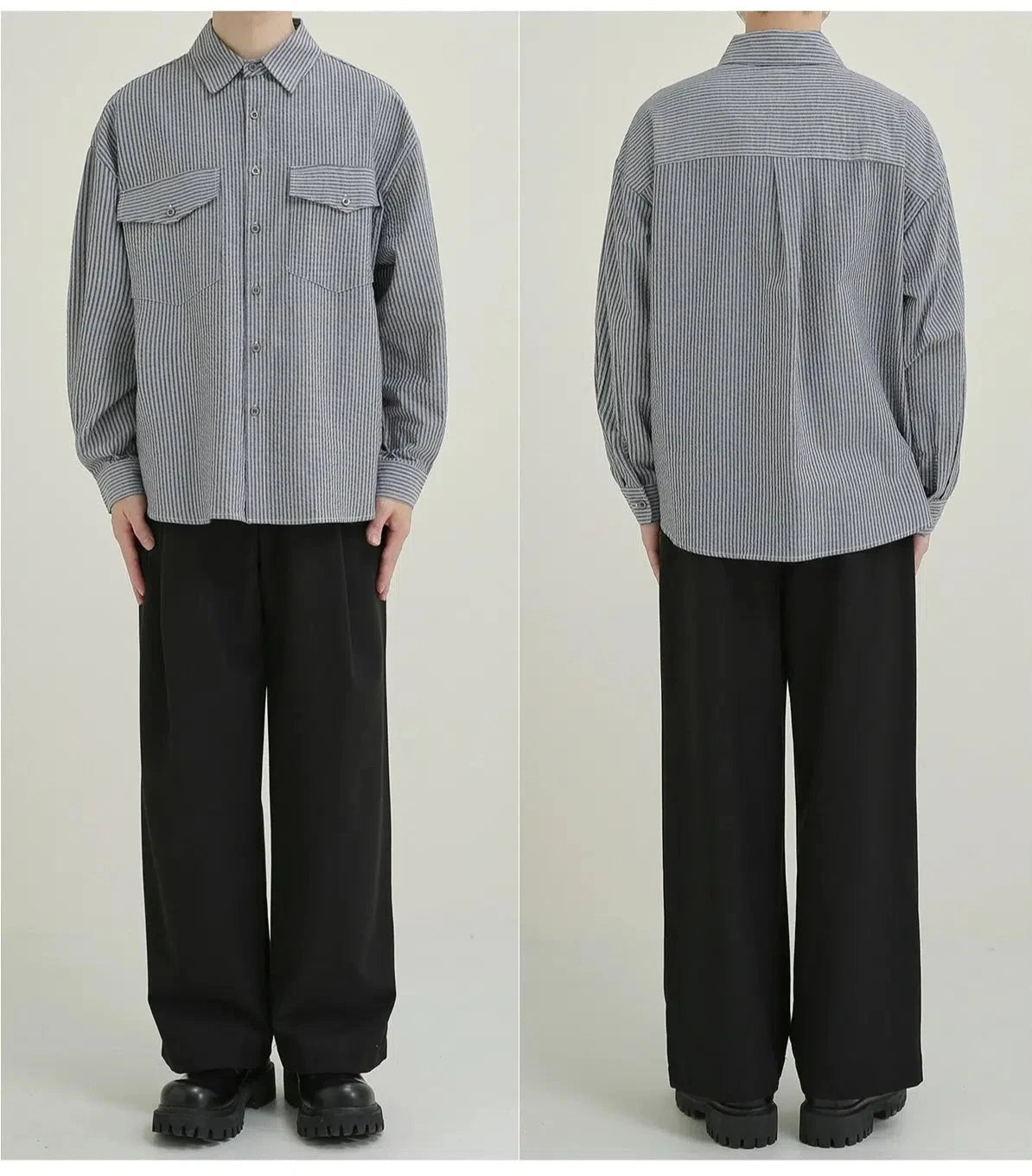 Vertical Stripe Button-down Shirt