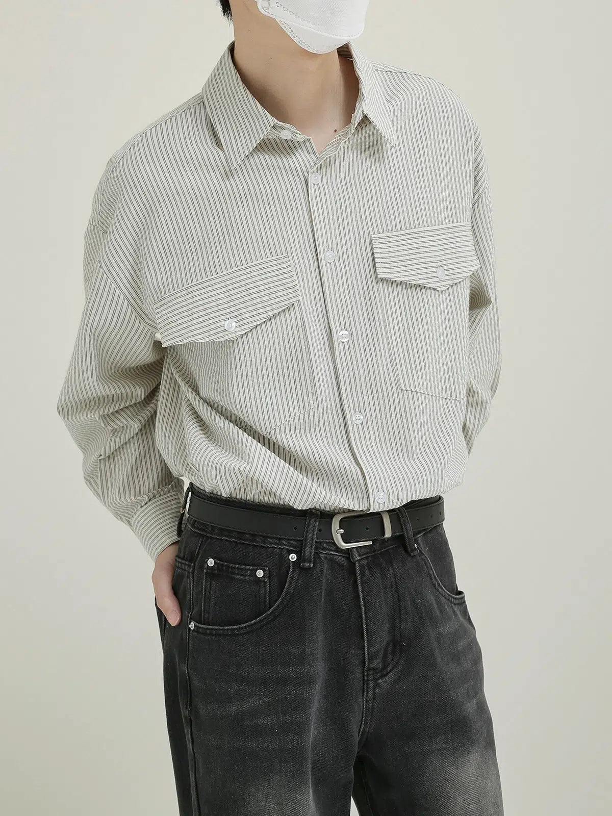 Vertical Stripe Button-down Shirt