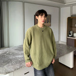 Vertical Textured Round Neck Sweater
