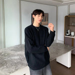 Vertical Textured Round Neck Sweater