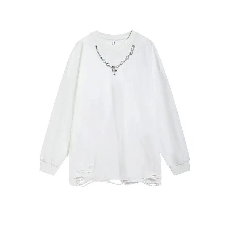 Vintage Chain Detail Distressed Sweatshirt