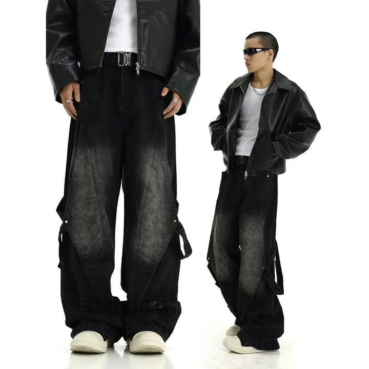 Vintage Deconstructed Stitching Jeans