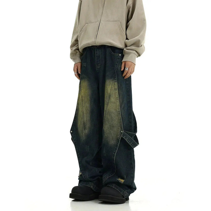 Vintage Deconstructed Stitching Jeans