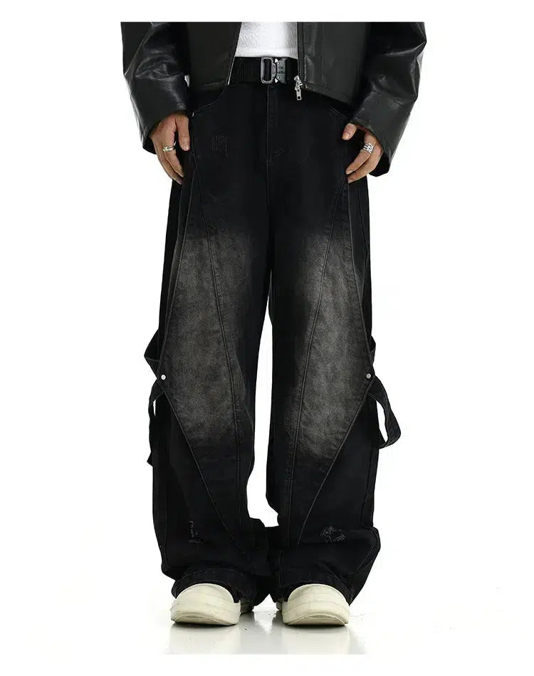 Vintage Deconstructed Stitching Jeans