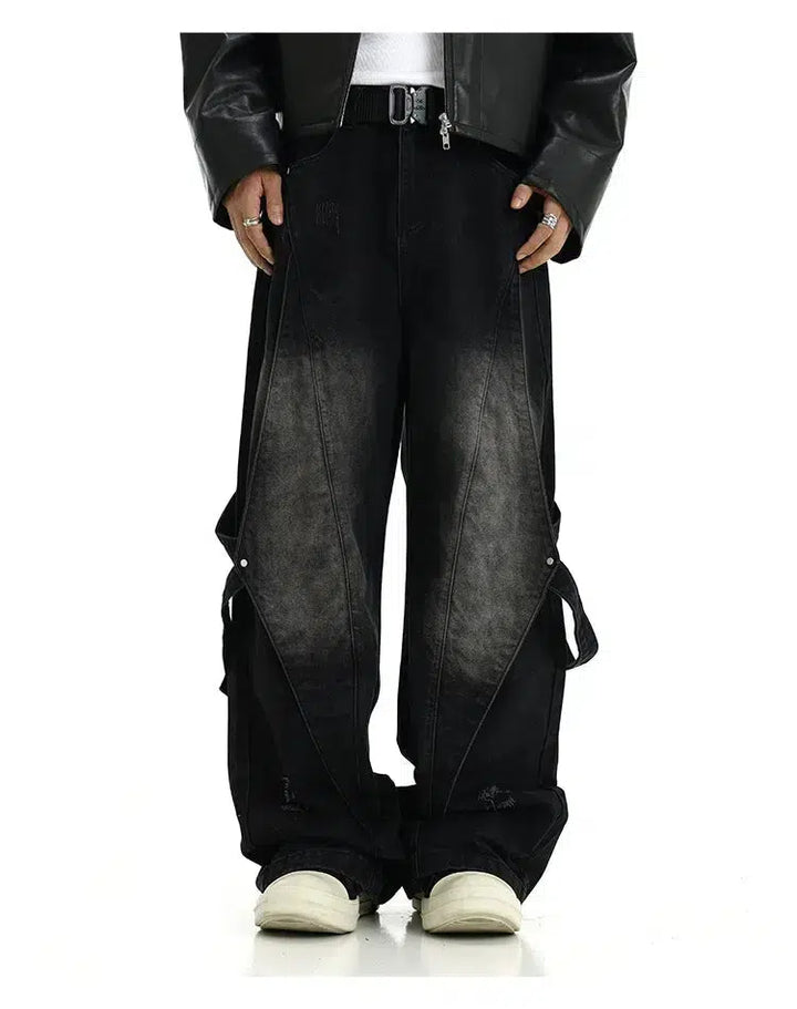 Vintage Deconstructed Stitching Jeans
