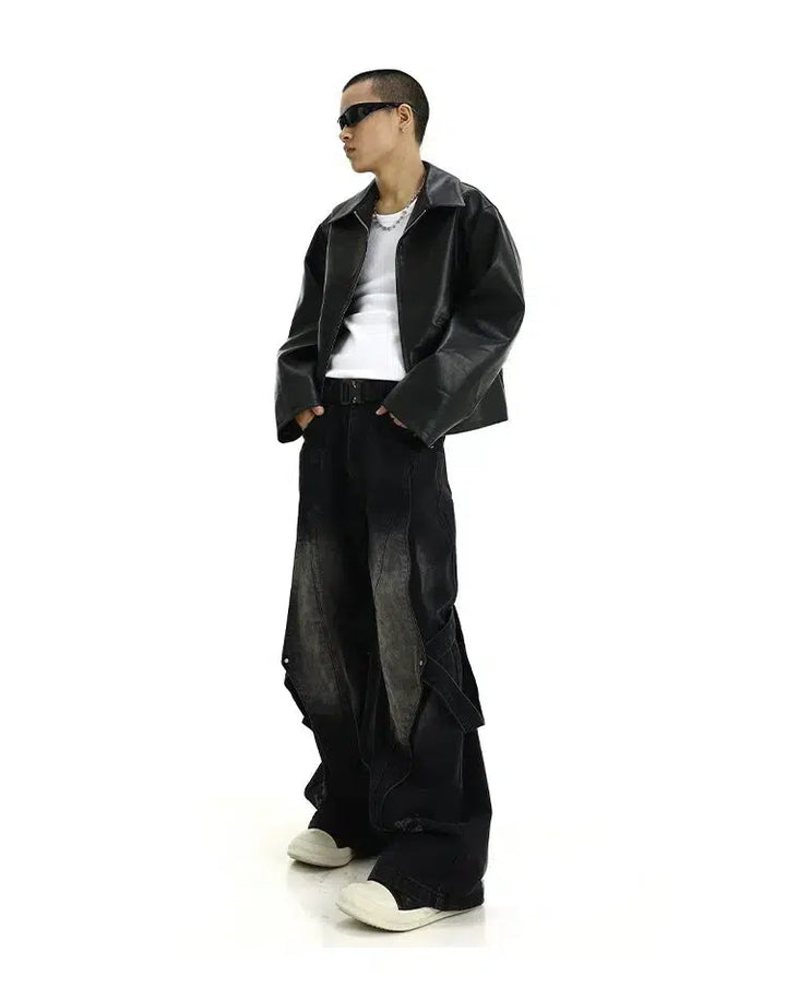 Vintage Deconstructed Stitching Jeans