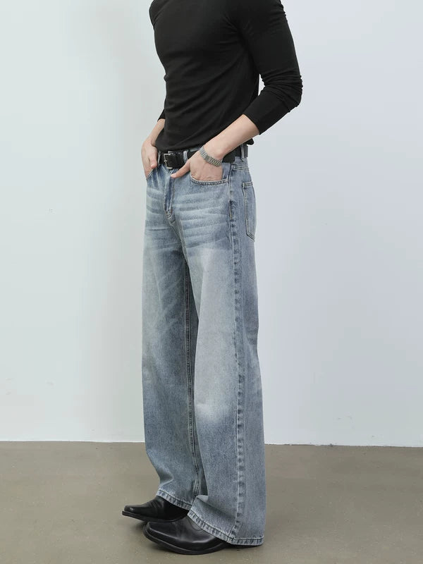 Distressed Washed Wide Leg Jeans Pants 2
