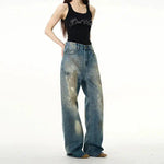 Vintage Distressed Wide-Leg Jeans