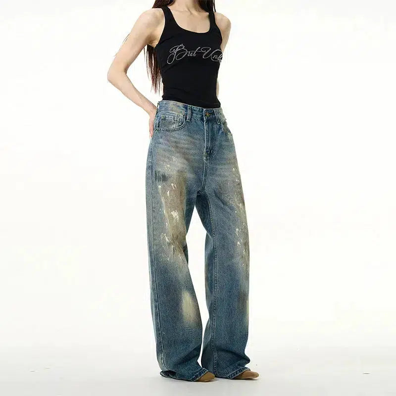 Vintage Distressed Wide-Leg Jeans