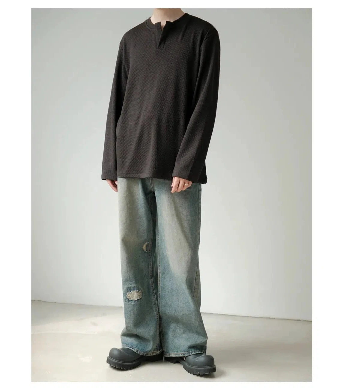 Vintage Distressed Wide-Leg Jeans