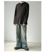 Vintage Distressed Wide-Leg Jeans