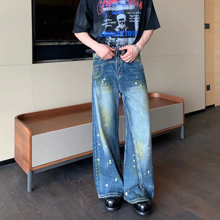 Vintage Distressed Wide-Leg Jeans