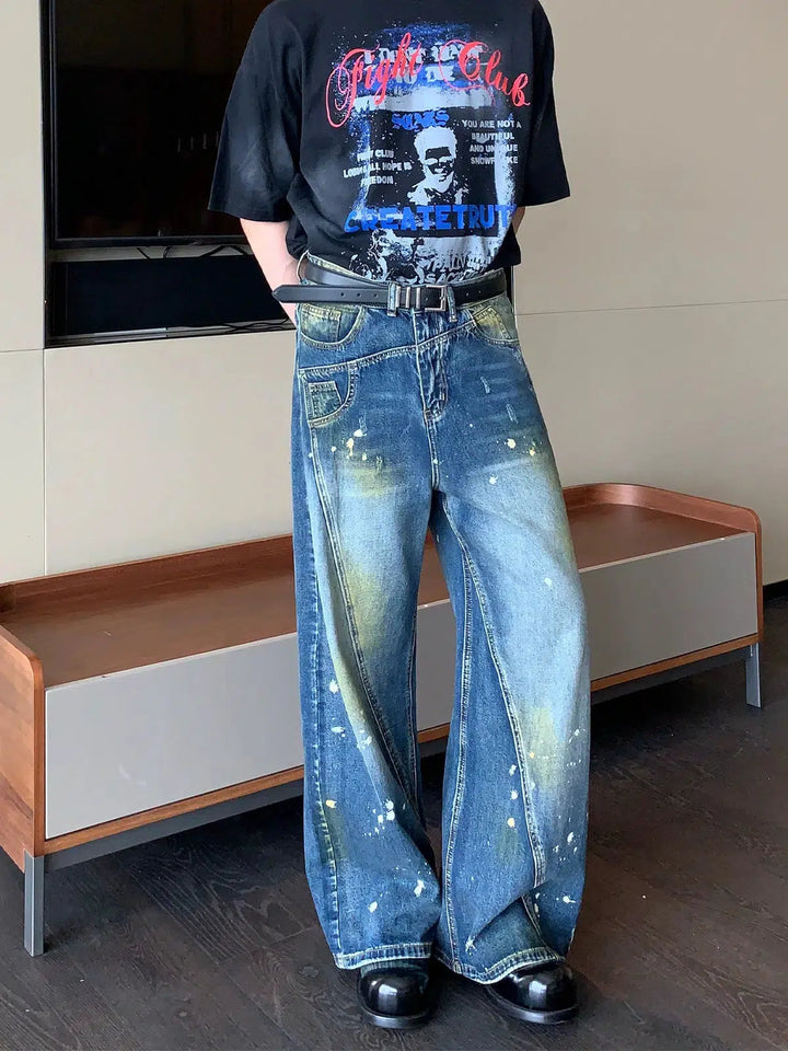 Vintage Distressed Wide-Leg Jeans