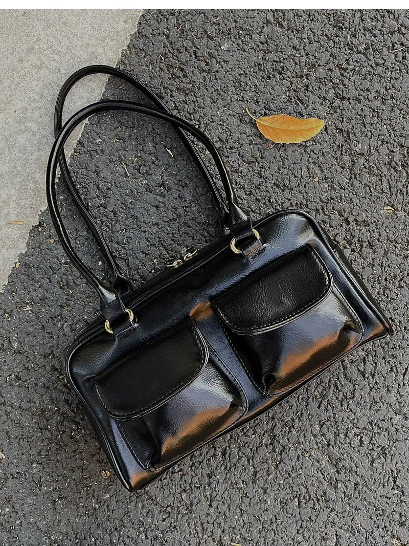 Vintage Double-Pocket Leather Bag