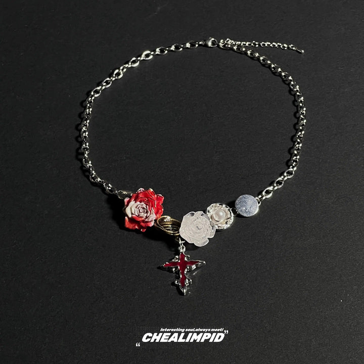 Vintage Floral Cross Pendant Necklace
