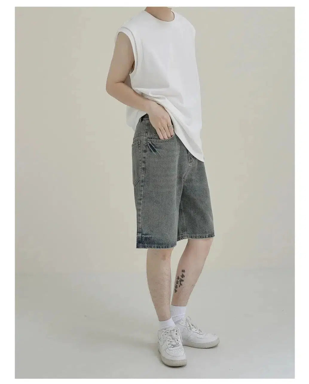 Vintage Gray Blue Denim Shorts